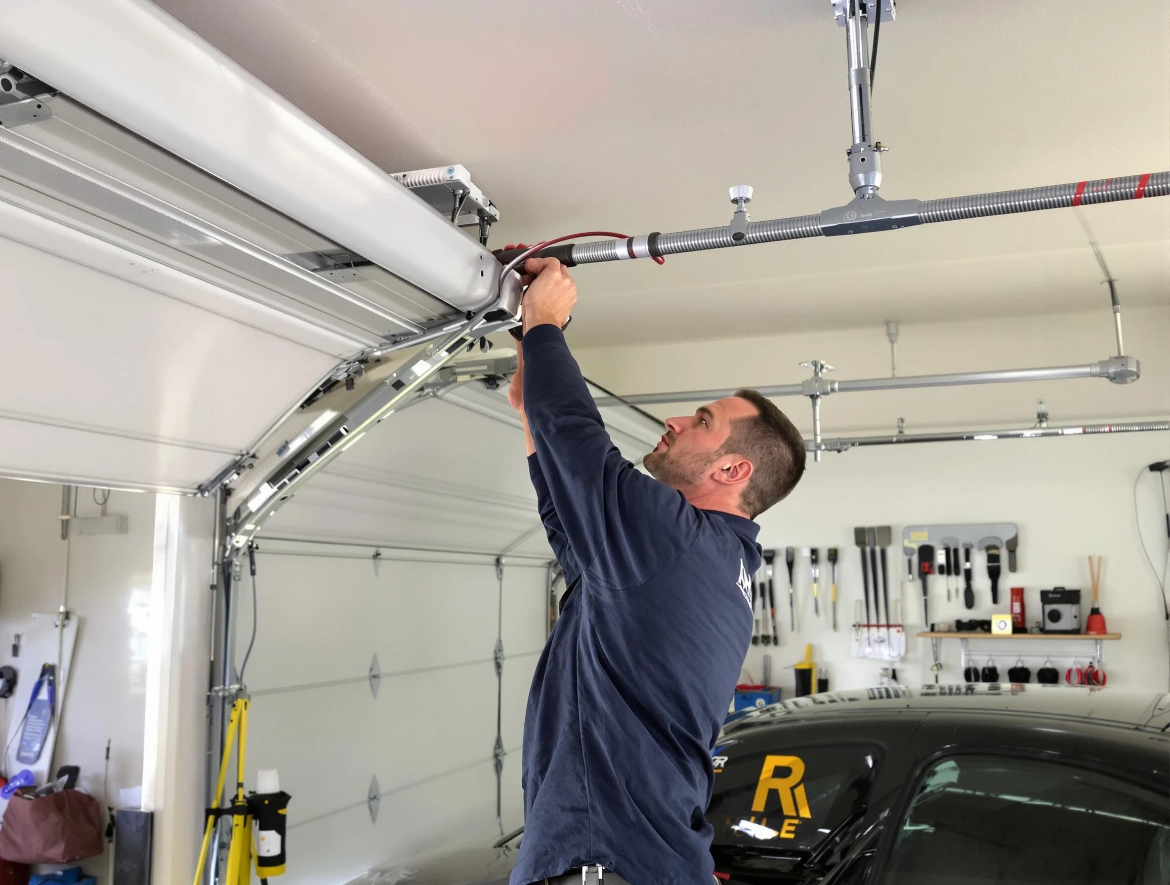 Easton Garage Door Repair technician performing garage door cable repair in Easton