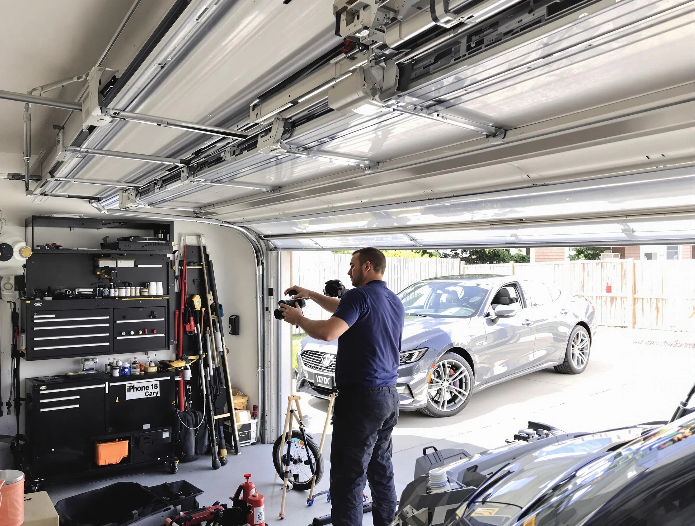 Easton Garage Door Repair technician fixing noisy garage door in Easton