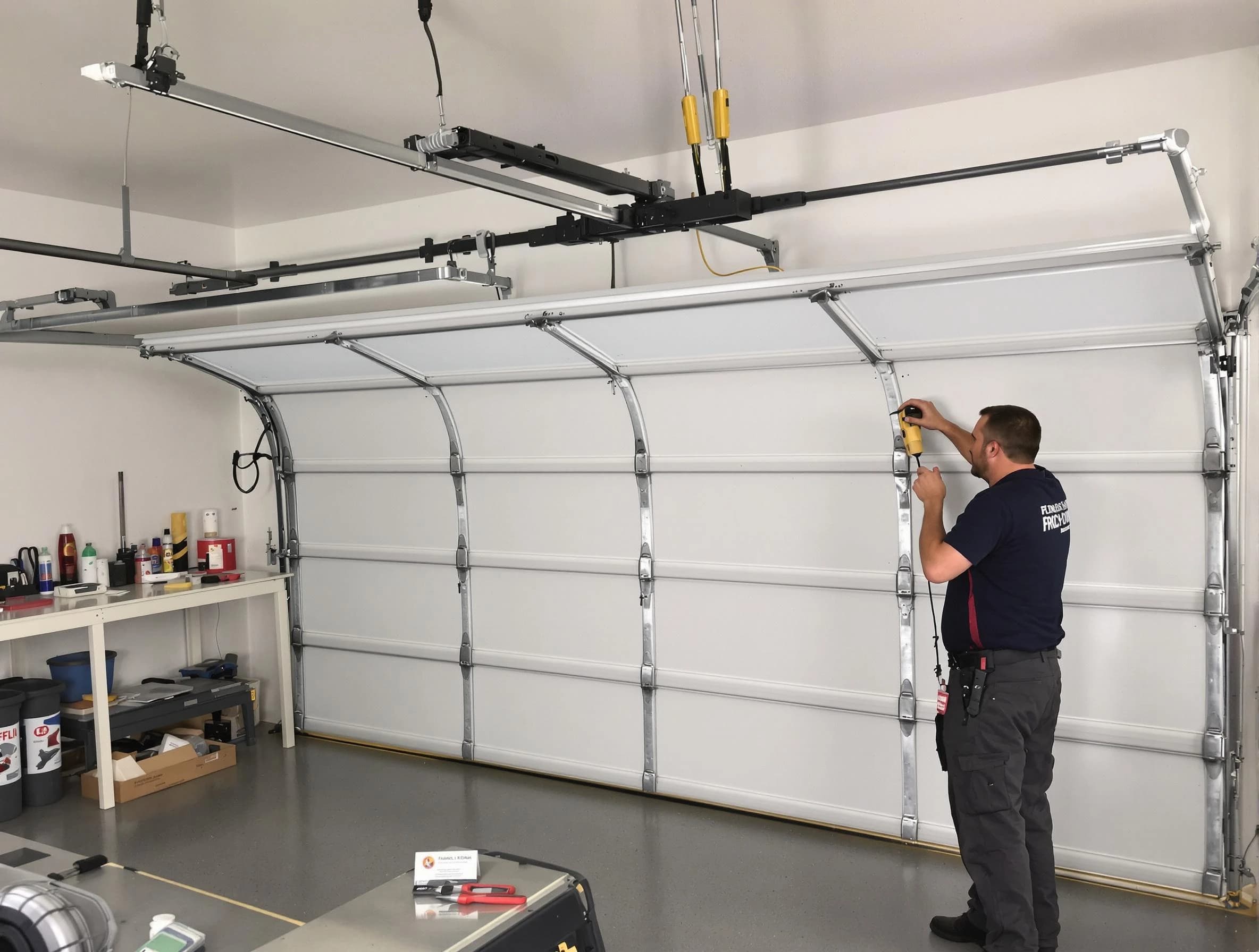 Easton Garage Door Repair certified technician performing overhead door system repair in Easton