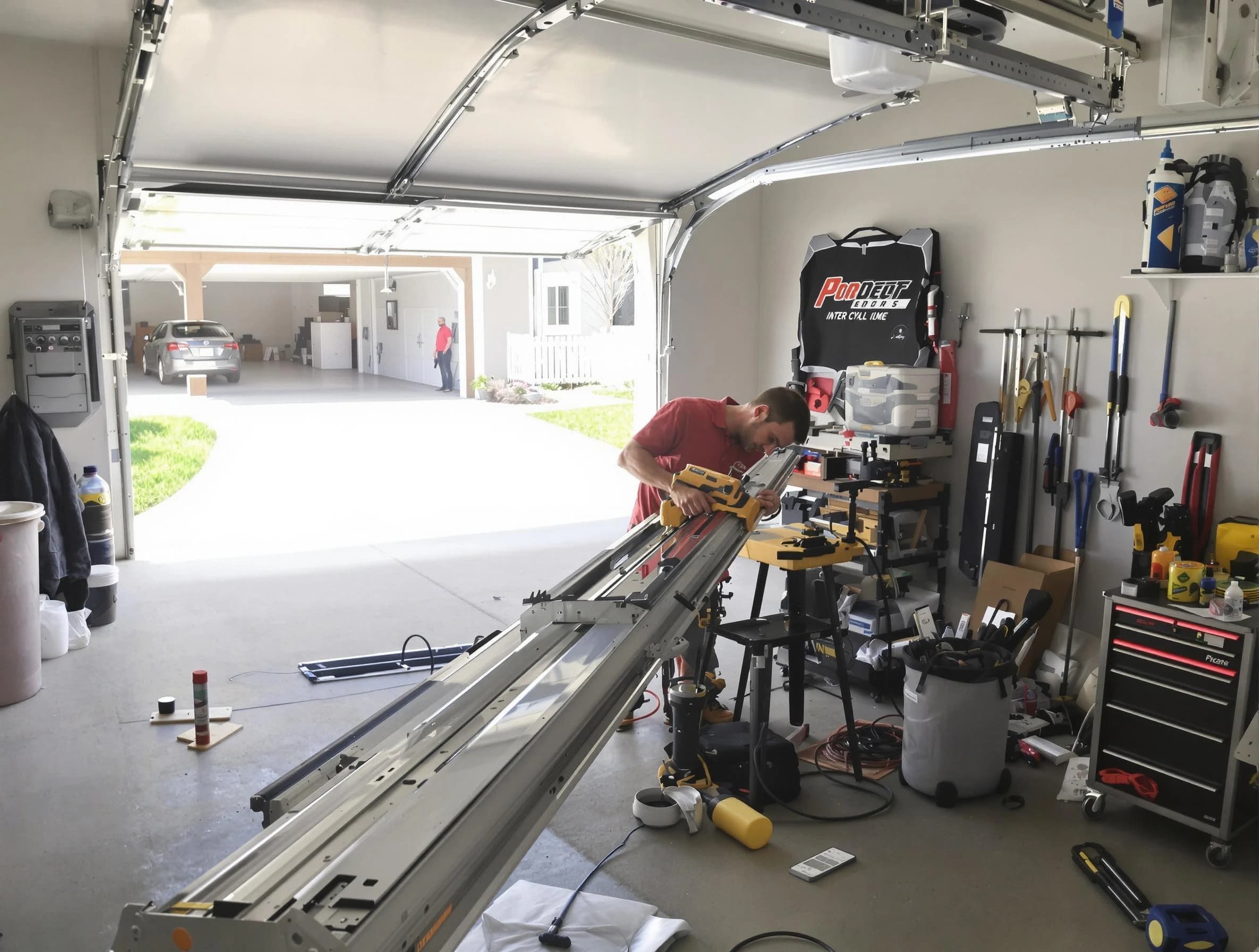 Easton Garage Door Repair expert performing track repair in Easton