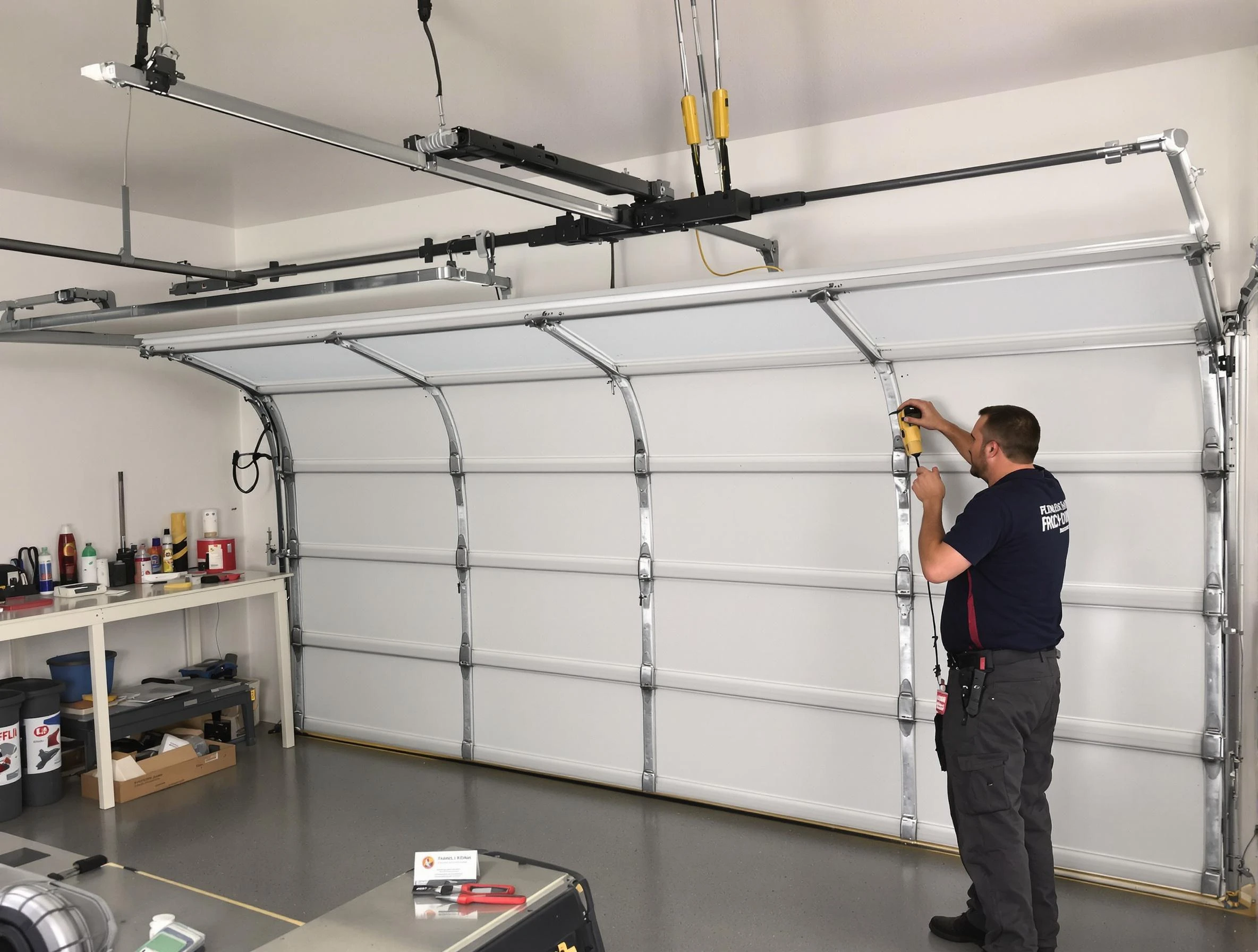 Easton Garage Door Repair certified technician performing overhead door system repair in Easton