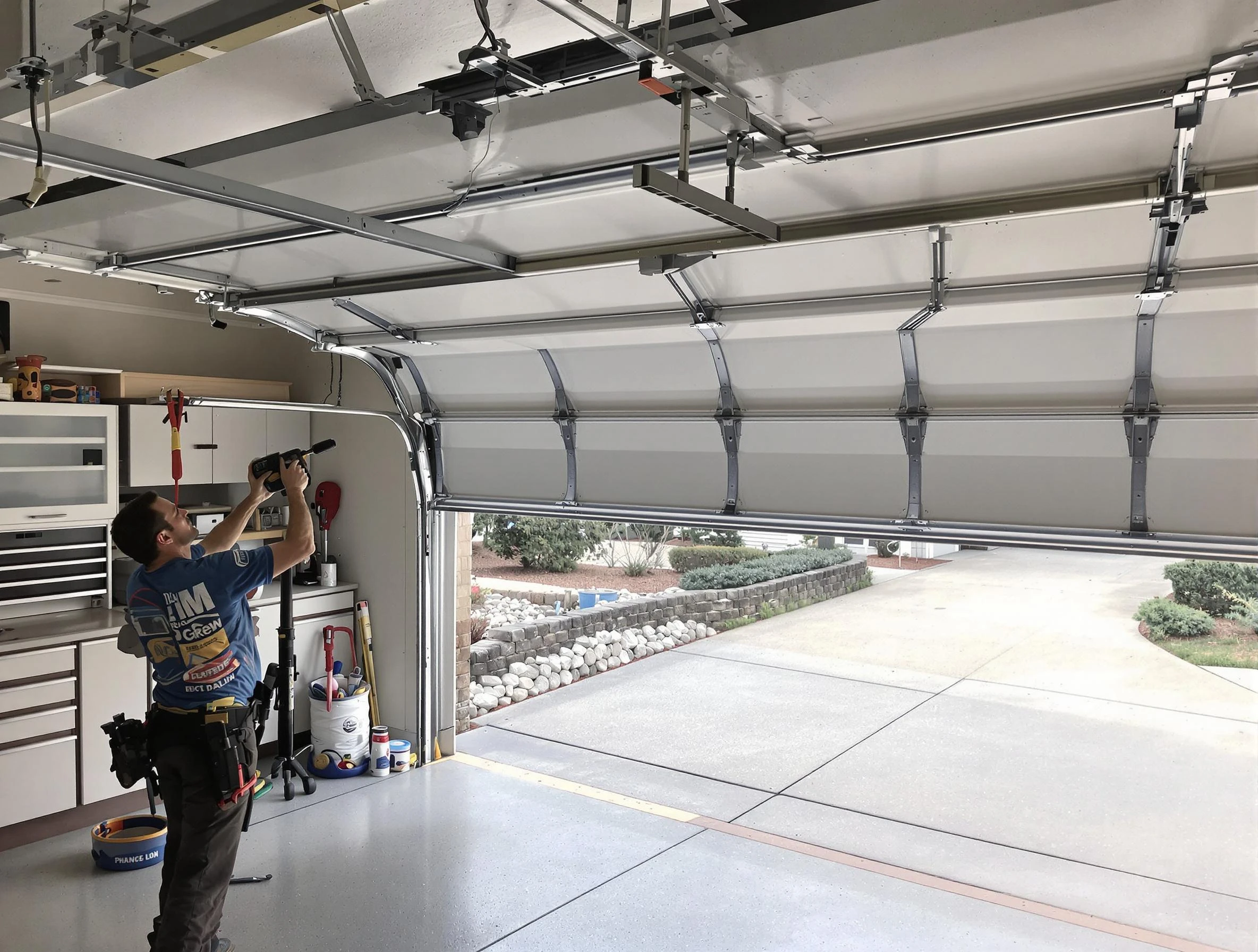 Garage door track repair service by Easton Garage Door Repair in Easton